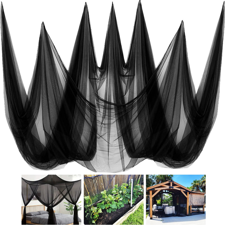 Alaeseje mosquito netting 10x20ft protecting garden beds from insects.