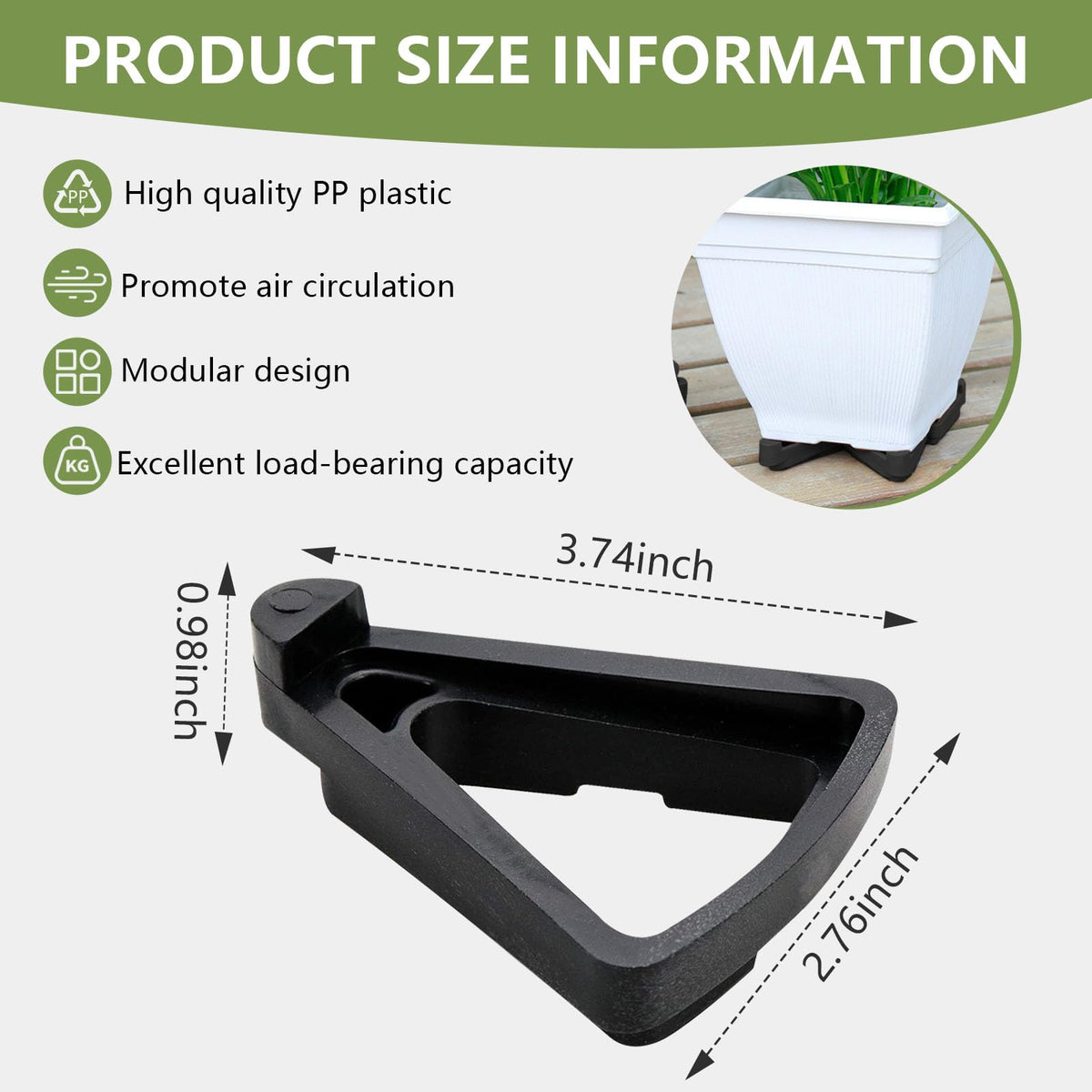 alalalight air circulation elevates pot base to reduce moisture buildup.