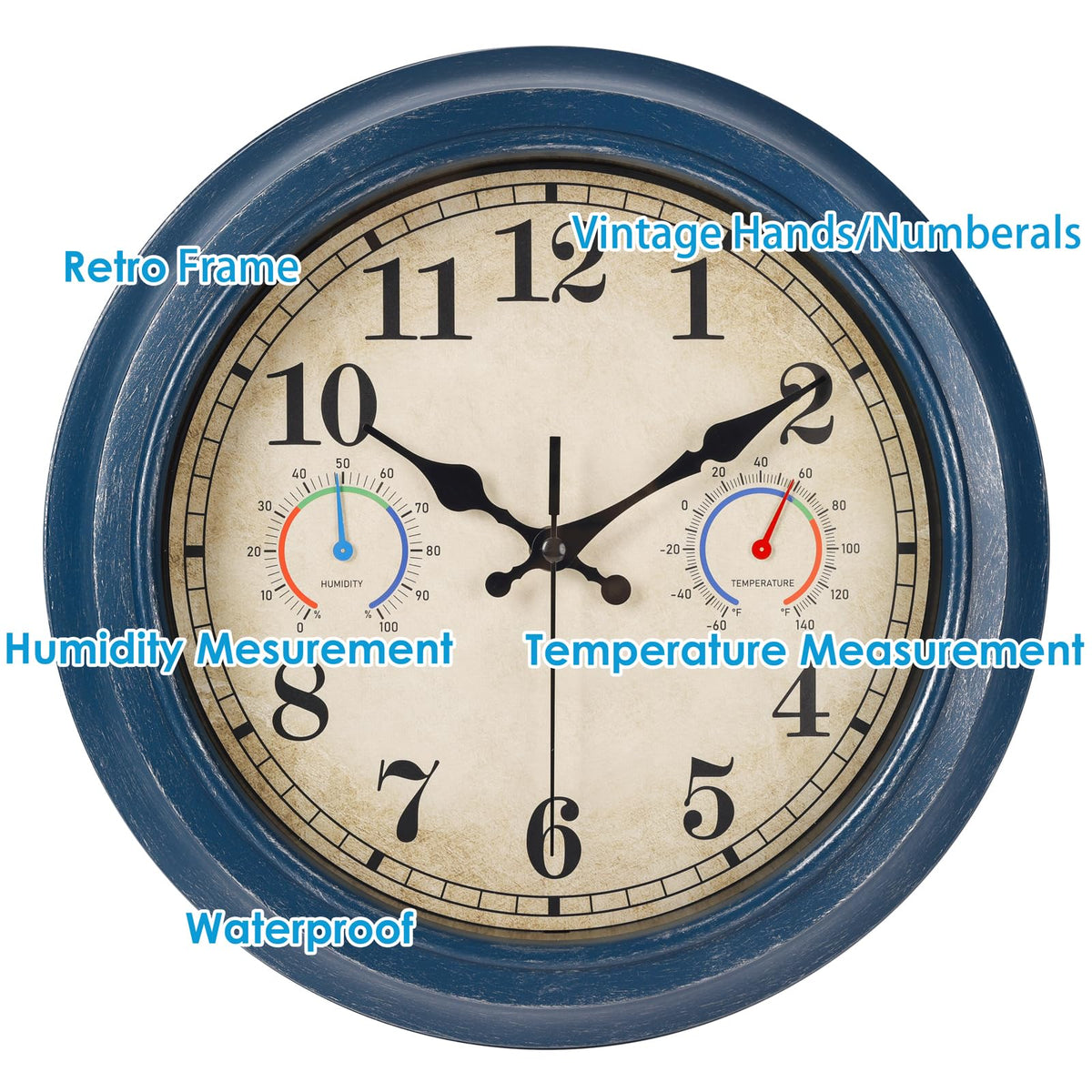 Alarllok blue outdoor clock blends durability with style.