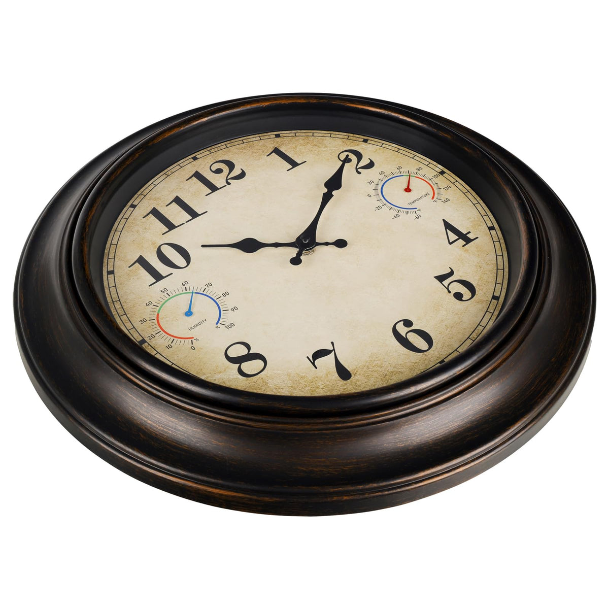 Alarllok outdoor clock hygrometer tracks humidity to help garden care.
