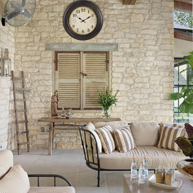 Alarllok outdoor clock thermometer shows temperature at a glance for patios.