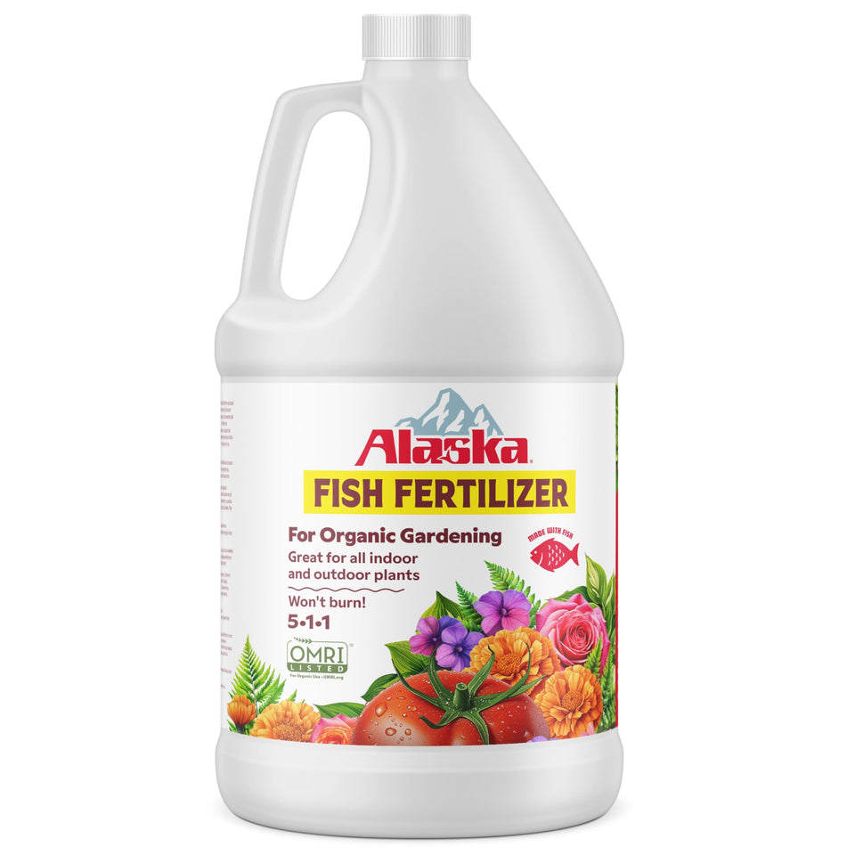 Alaska Fish Fertilizer 5-1-1 bottle front for ready-to-use plant nutrition.