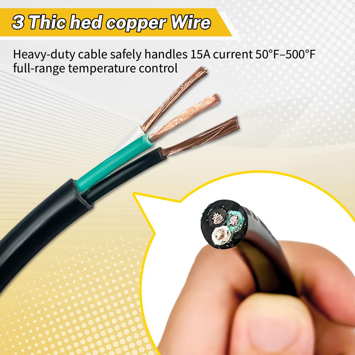ALAYAO heavy-duty, heat-resistant power cord designed for Masterbuilt smokers.