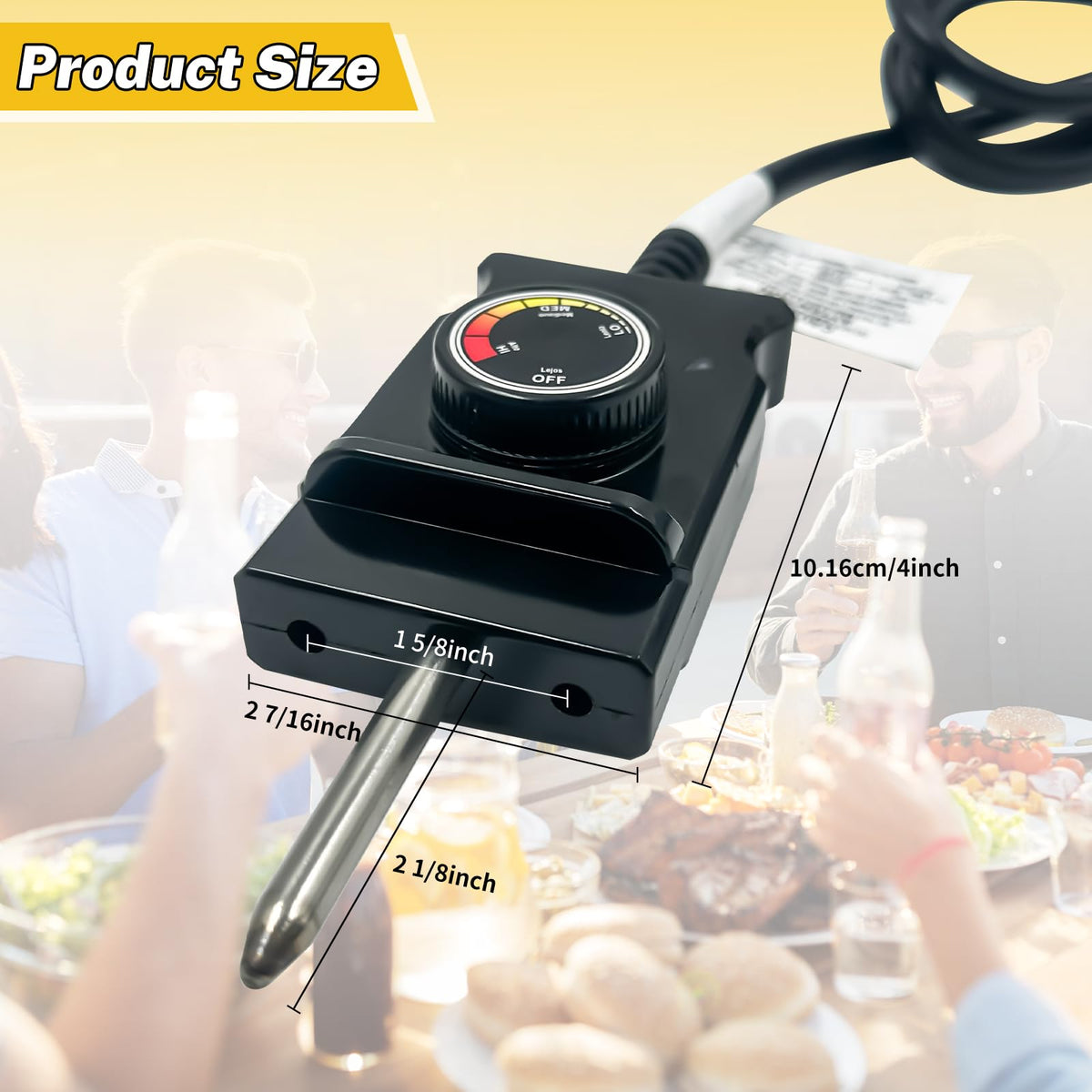 ALAYAO six-foot cord with thermostat enables flexible setup for smokers and grills.