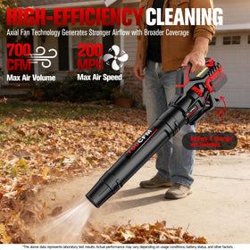 ALDIPRO 200 MPH peak power blasts leaves and dirt quickly.