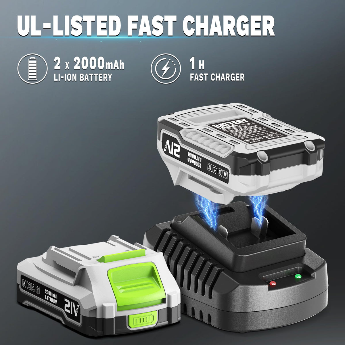 ALDIPRO two 2Ah batteries included for longer runtime