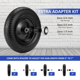 Aledaras centered 3-inch hub with spacers to extend hub length up to 7 inches