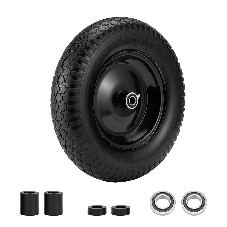 Aledaras flat-free tire and wheel with assembly view for wheelbarrows, ready for puncture-free tasks