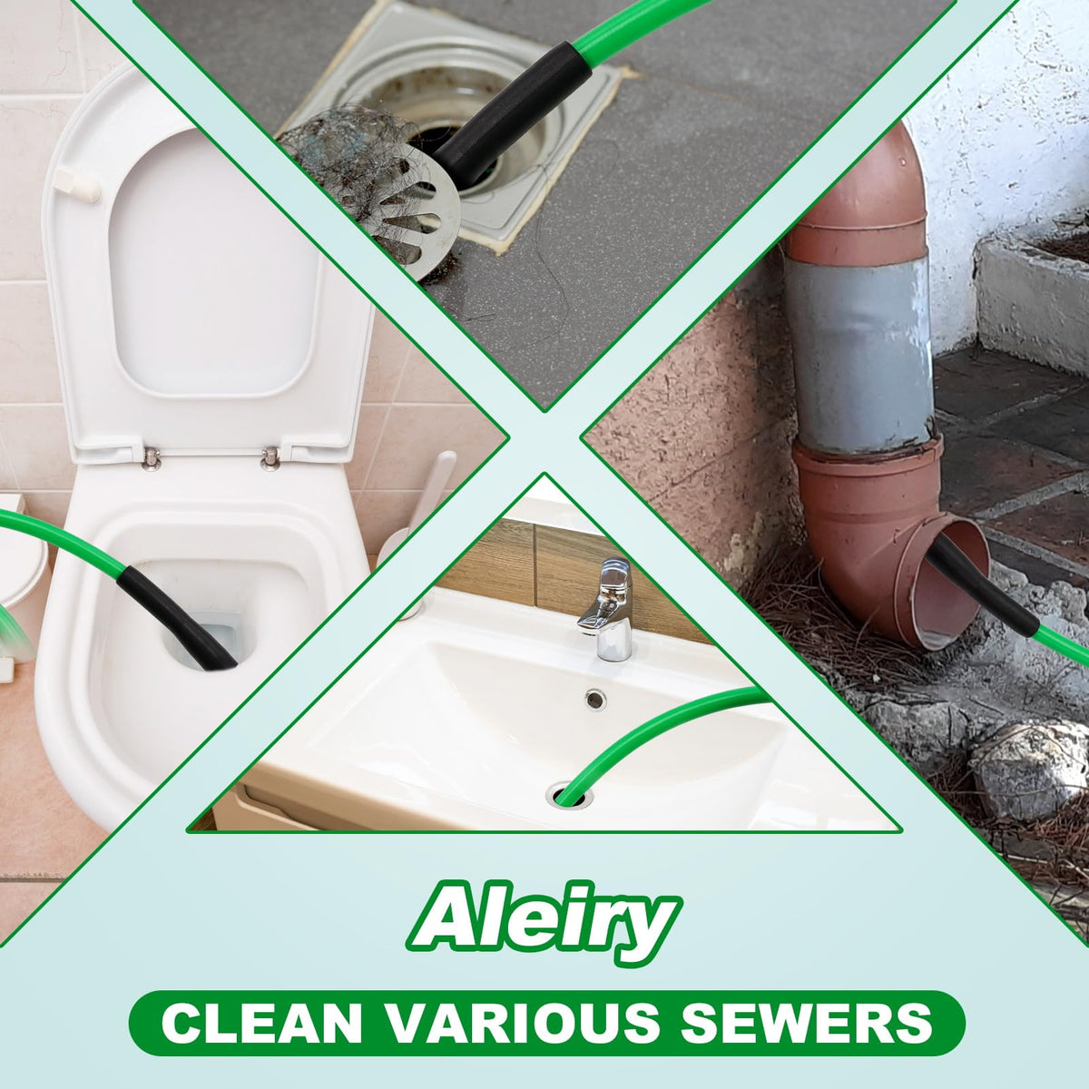 Aleiry pointed nozzle concentrates force for stubborn blockages.