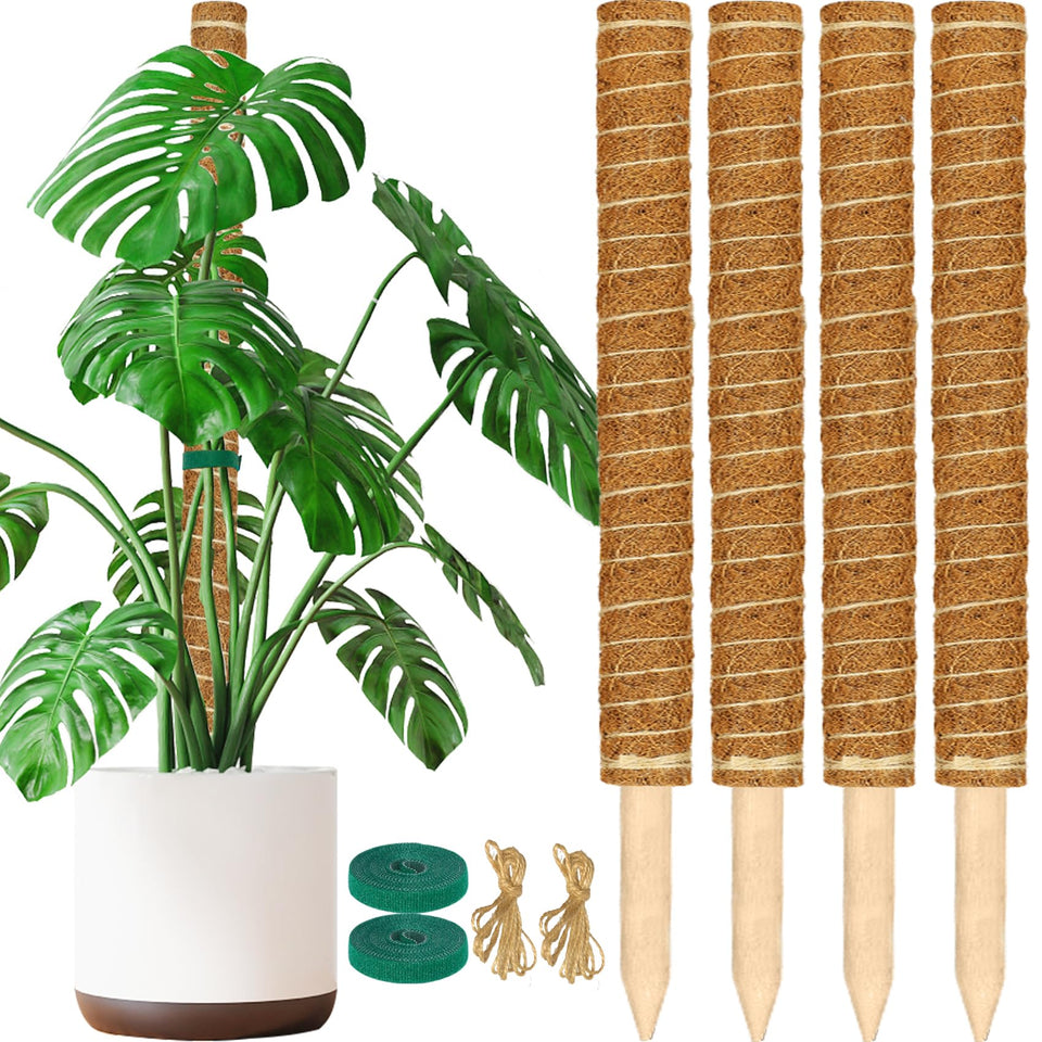 ALENEY moss pole 4-pack 17-inch close-up shows upward support for climbing plants.