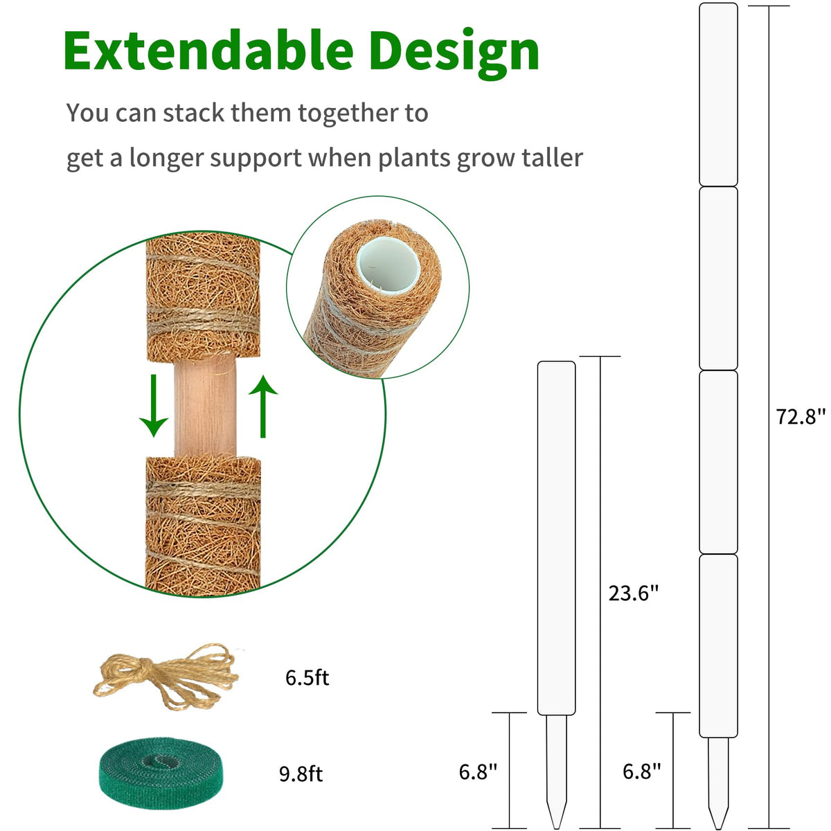 ALENEY pole illustrates easy assembly for upright plant support.