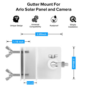 Alertcam gutter mount fits Arlo Pro panels for reliable outdoor surveillance.