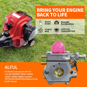Primer bulb and fuel filter included for quick priming and steady fuel flow.