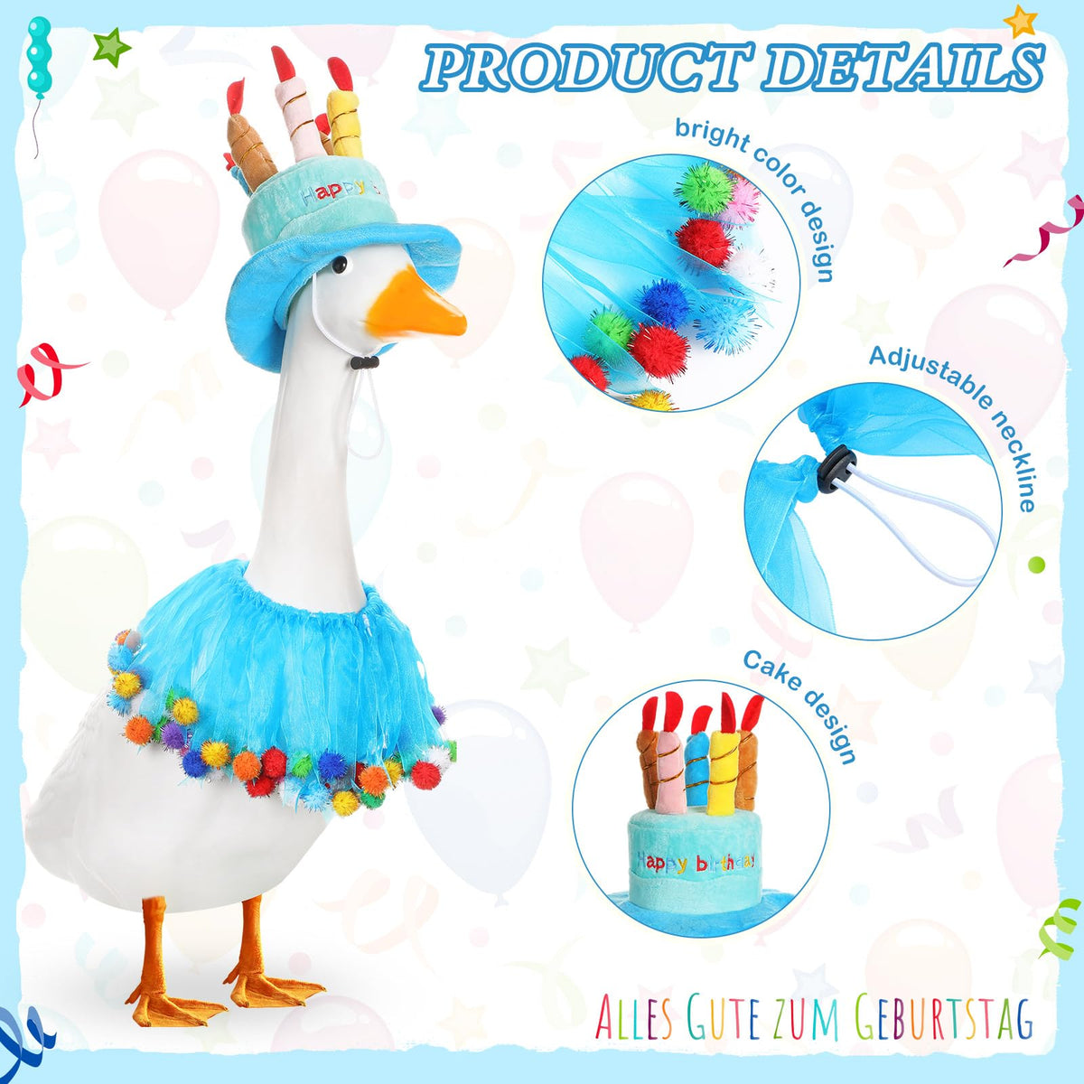 Aliceset Blue Cake Hat detail enhances birthday decor with playful charm