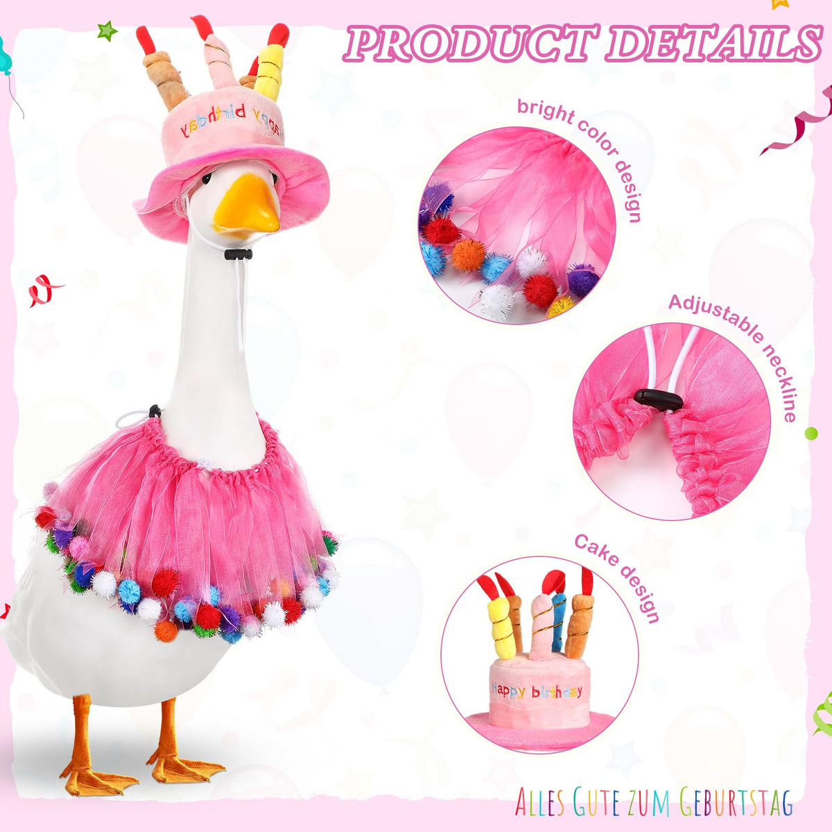 Aliceset goose costume fits 23-inch statues or yard geese for quick styling
