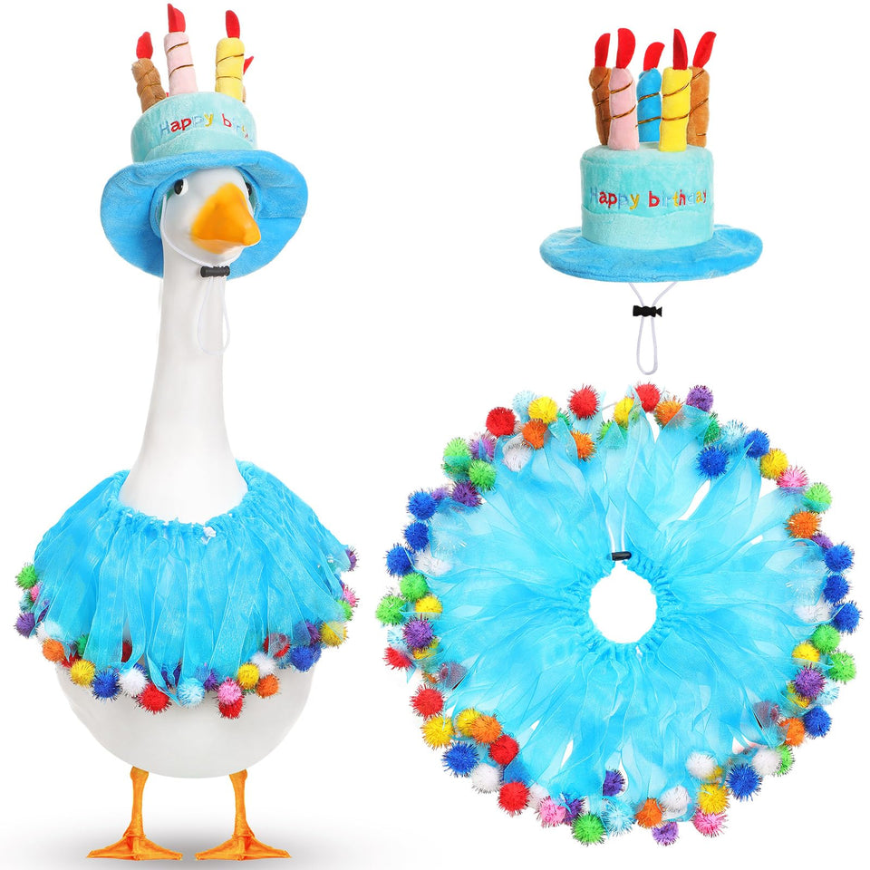 Aliceset Happy Birthday Goose Hat on lawn goose adds festive flair for outdoor decor