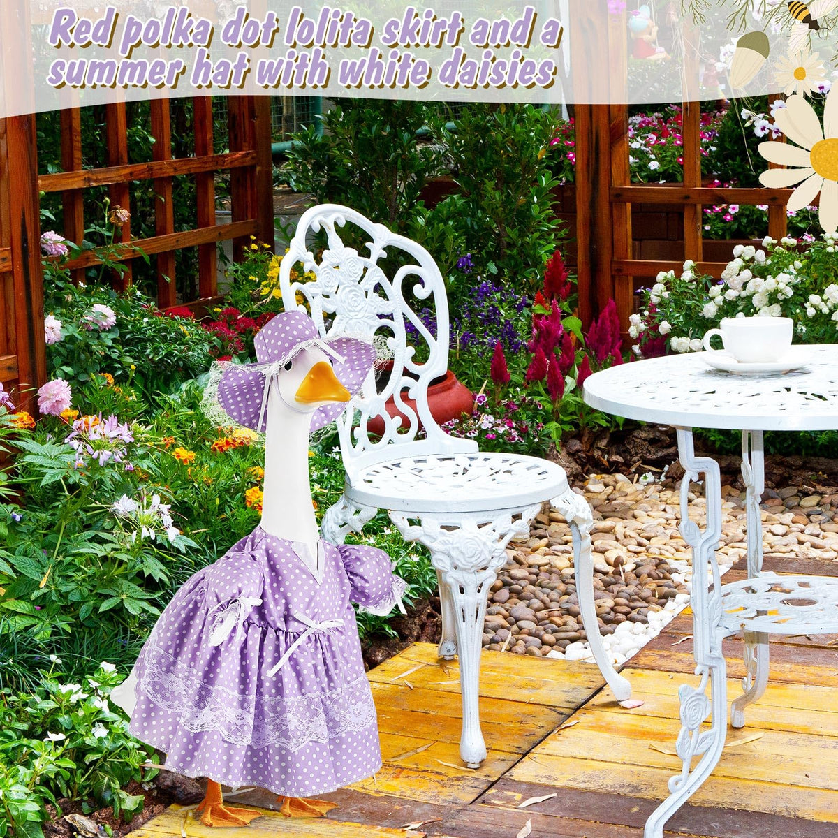 Aliceset package content includes skirt and hat for easy dressing