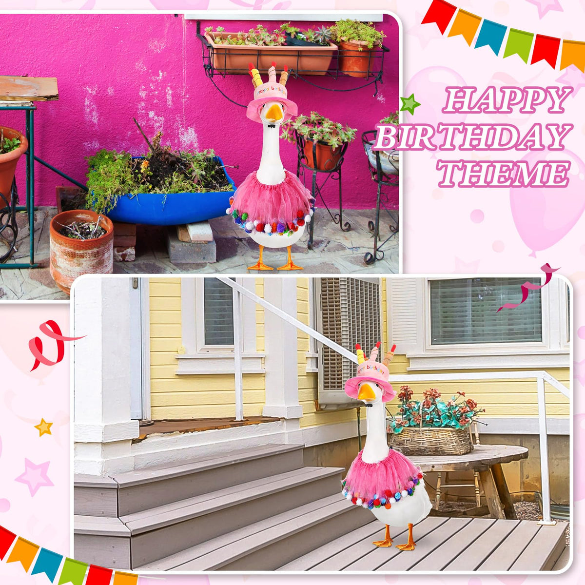 Aliceset tutu collar adds bright color to lawn goose decor