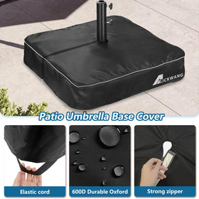 Alickwang umbrella base cover with zipper shows quick, tool-free installation.