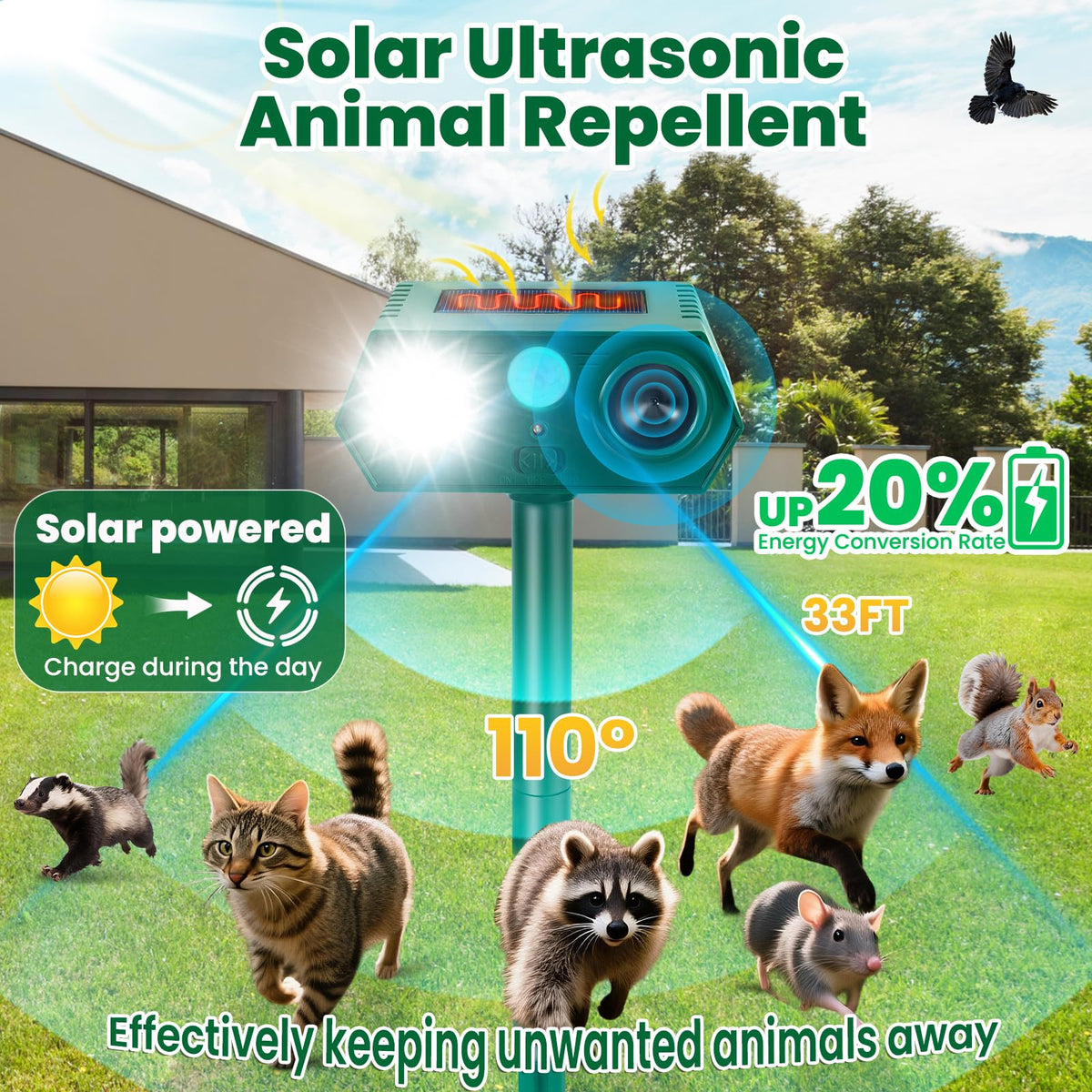 Alikguu unit detects motion with a PIR sensor in the garden.