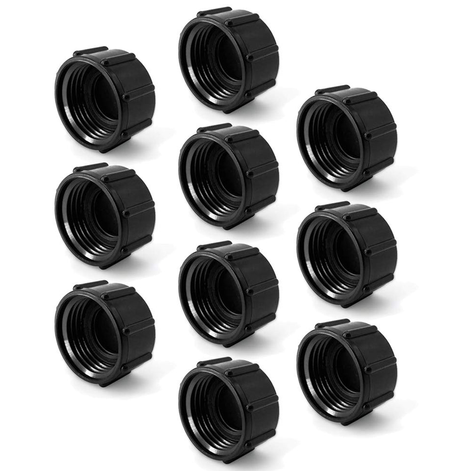ALKARAMA 10-pack plastic hose caps, end-cap close-up for leak prevention.