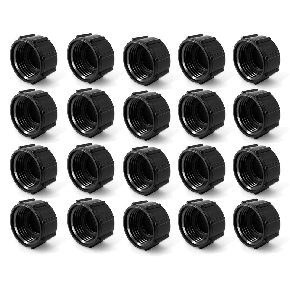 ALKARAMA 20-pack hose caps seal 3/4-inch ends to prevent leaks when stored.