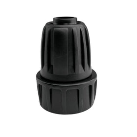 Alkarama three-quarter garden hose thread adapter connects to standard faucets.