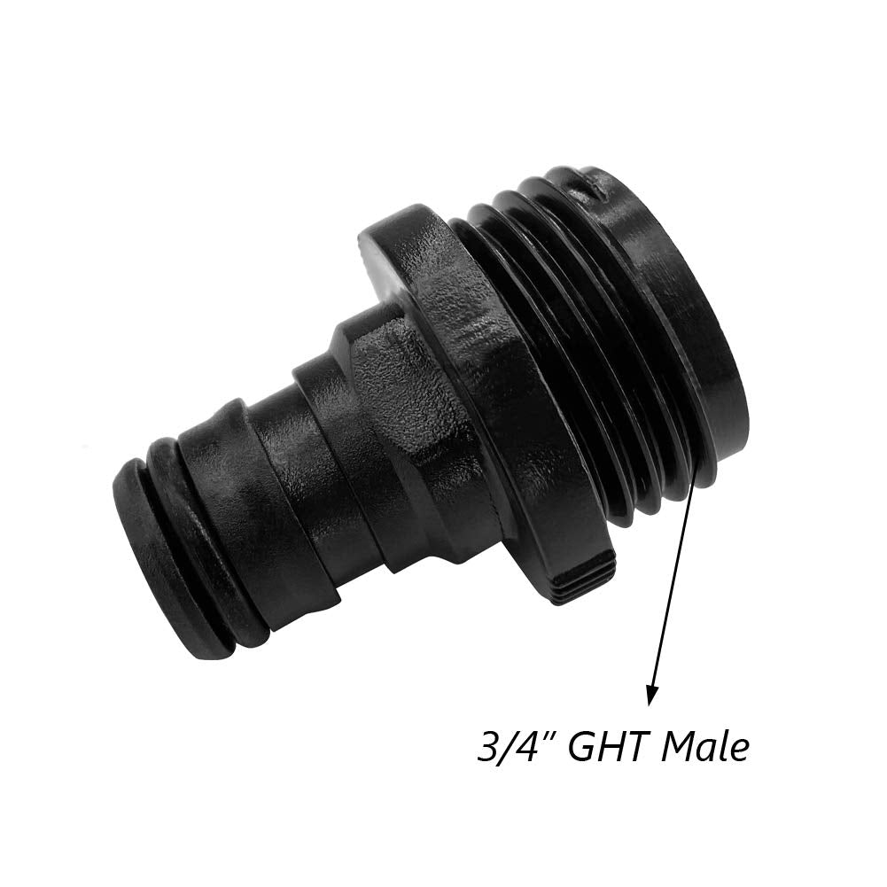 ALKARAMA 3-4 inch GHT male nipple, ideal for fast, secure hose fittings.