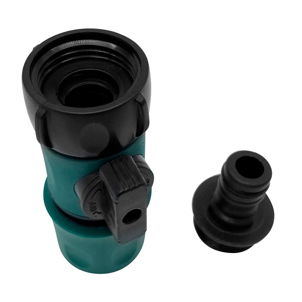 Alkarma leak-proof plastic hose fittings reduce drips during gardening.