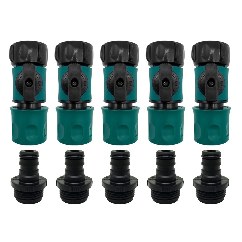 Alkarma plastic garden hose quick connect set enables easy on/off operation.