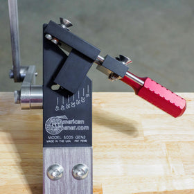 All American Sharpener 5005 Gen 2 portable cordless setup for on-site use.