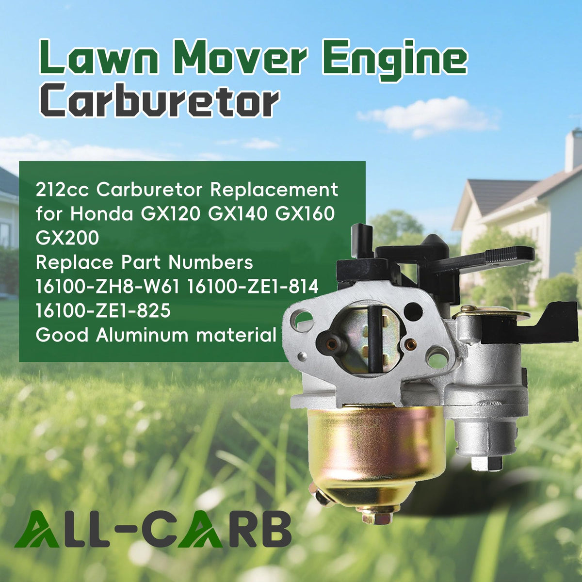 ALL-CARB 212cc carburetor side view shows compact fit for GX engines
