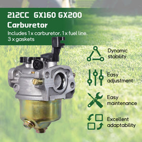 ALL-CARB 212cc carburetor with choke lever enables quick starting control