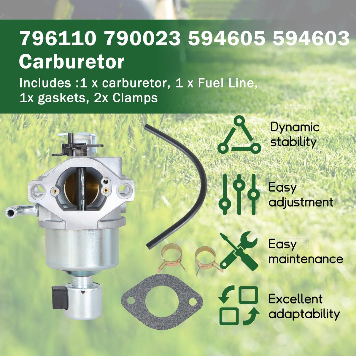 ALL-CARB 594605 carburetor with gasket kit ensures reliable sealing during operation