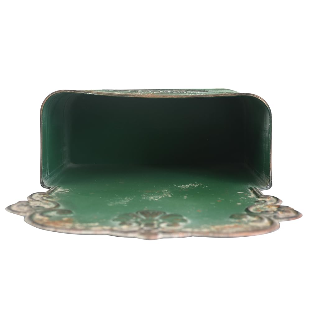 All Chic rustic metal planter green adds vintage charm to any entry