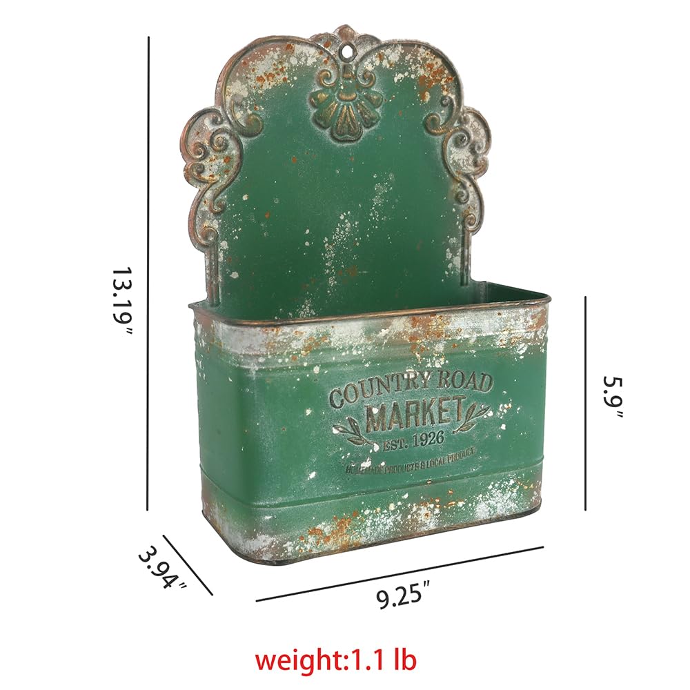 All Chic wall-pocket planter green rustic metal ideal for desk or patio display