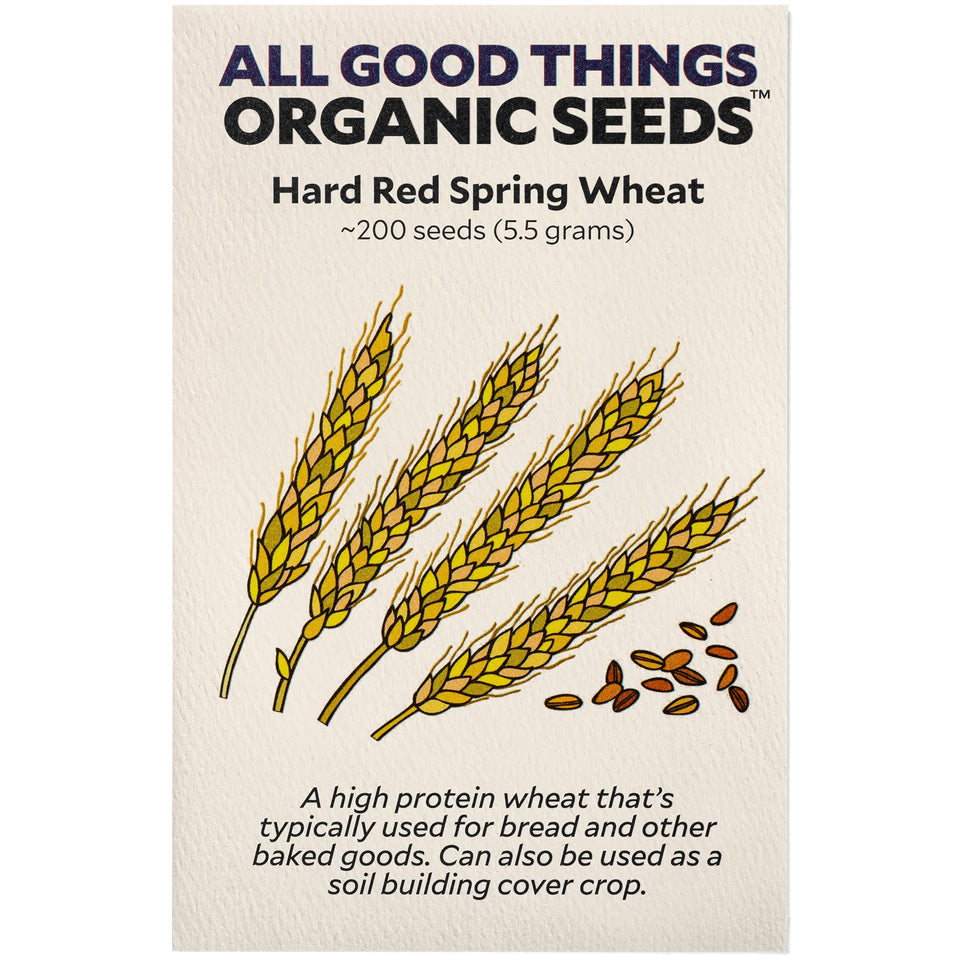 All Good Things Organic Seeds hard red spring wheat seed packet front for planting