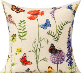 All Smiles bee floral design pillow cover brings nature-inspired style to outdoor couches