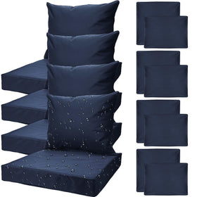 All Smiles navy seat cushion cover protects outdoor chairs.