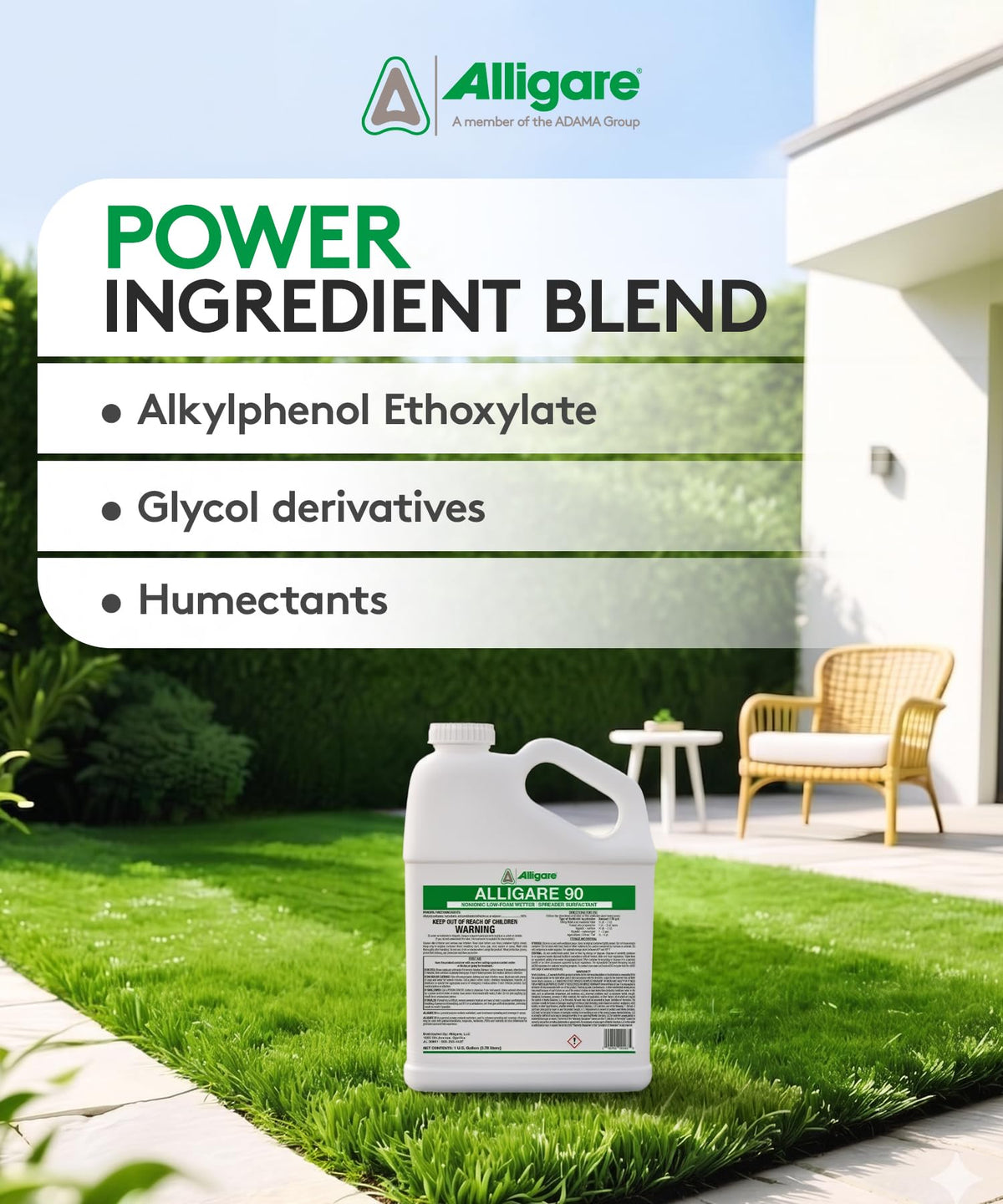 ALLIGARE 90 nonionic surfactant dilution demonstrates compatibility with herbicides for even spread.