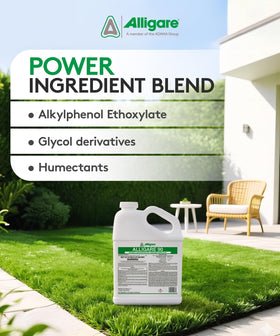 ALLIGARE 90 nonionic surfactant dilution demonstrates compatibility with herbicides for even spread.
