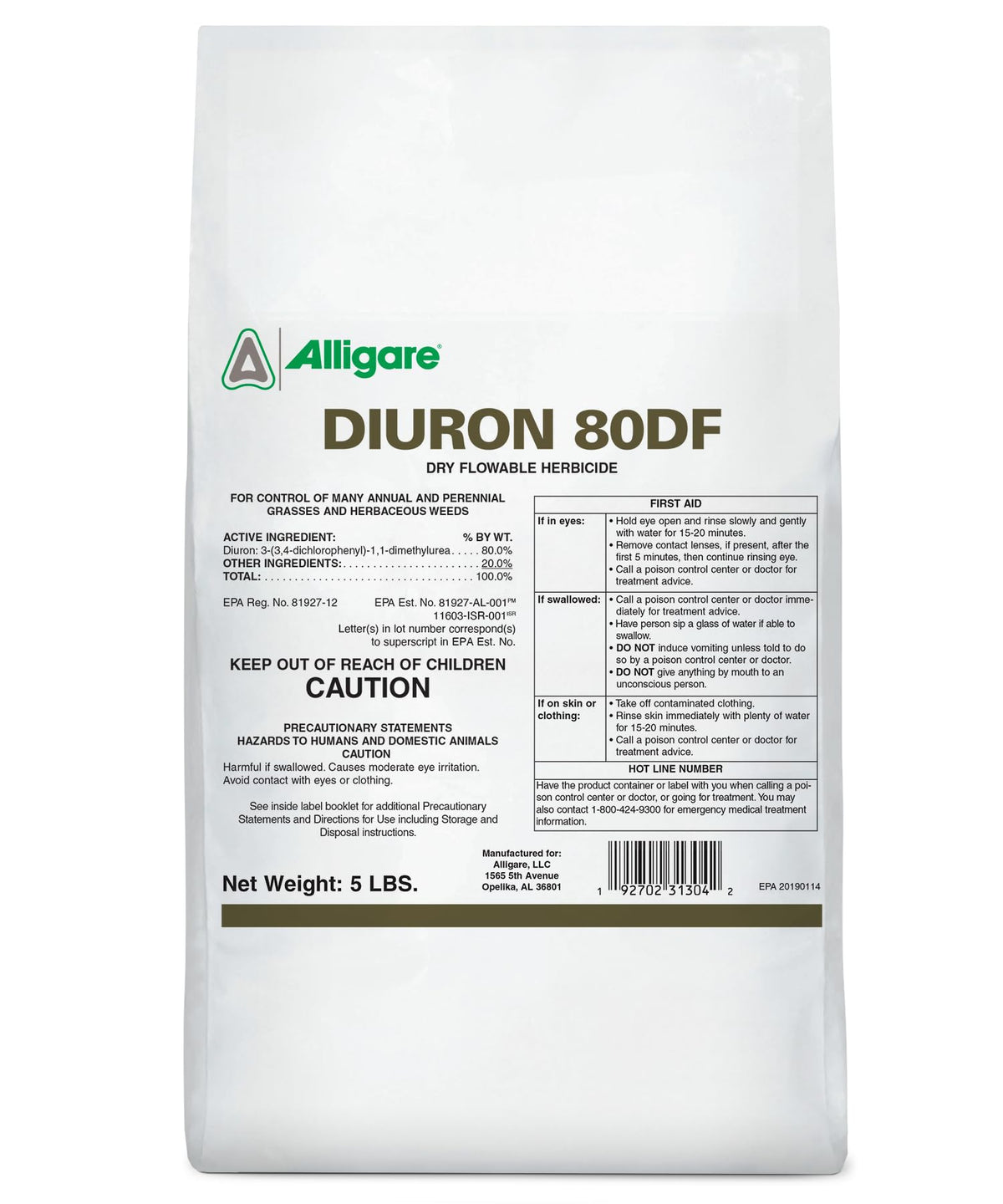 Alligare Diuron 80 DF bottle ready for ground application to protect large areas.