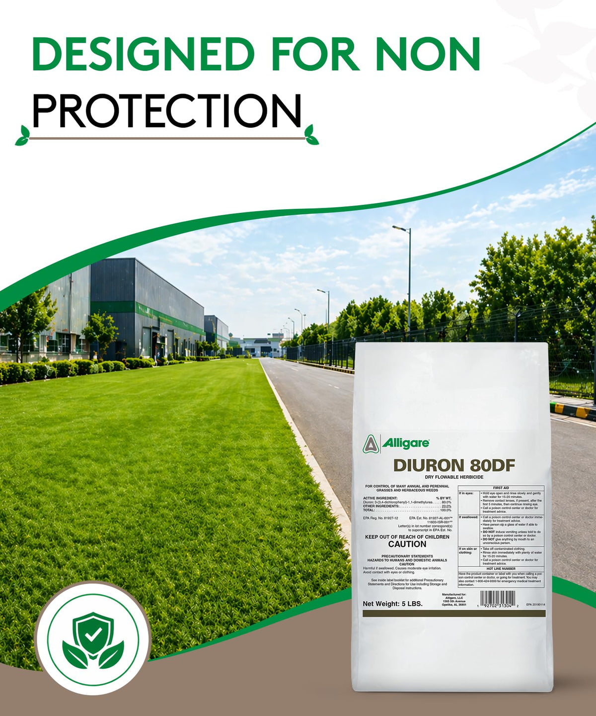 Alligare Diuron 80 DF results in clearer weed-free field areas.