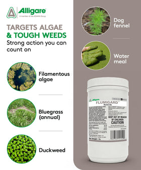 ALLIGARE Flumigard aquatic-algae-control highlights broad-spectrum weed defense.
