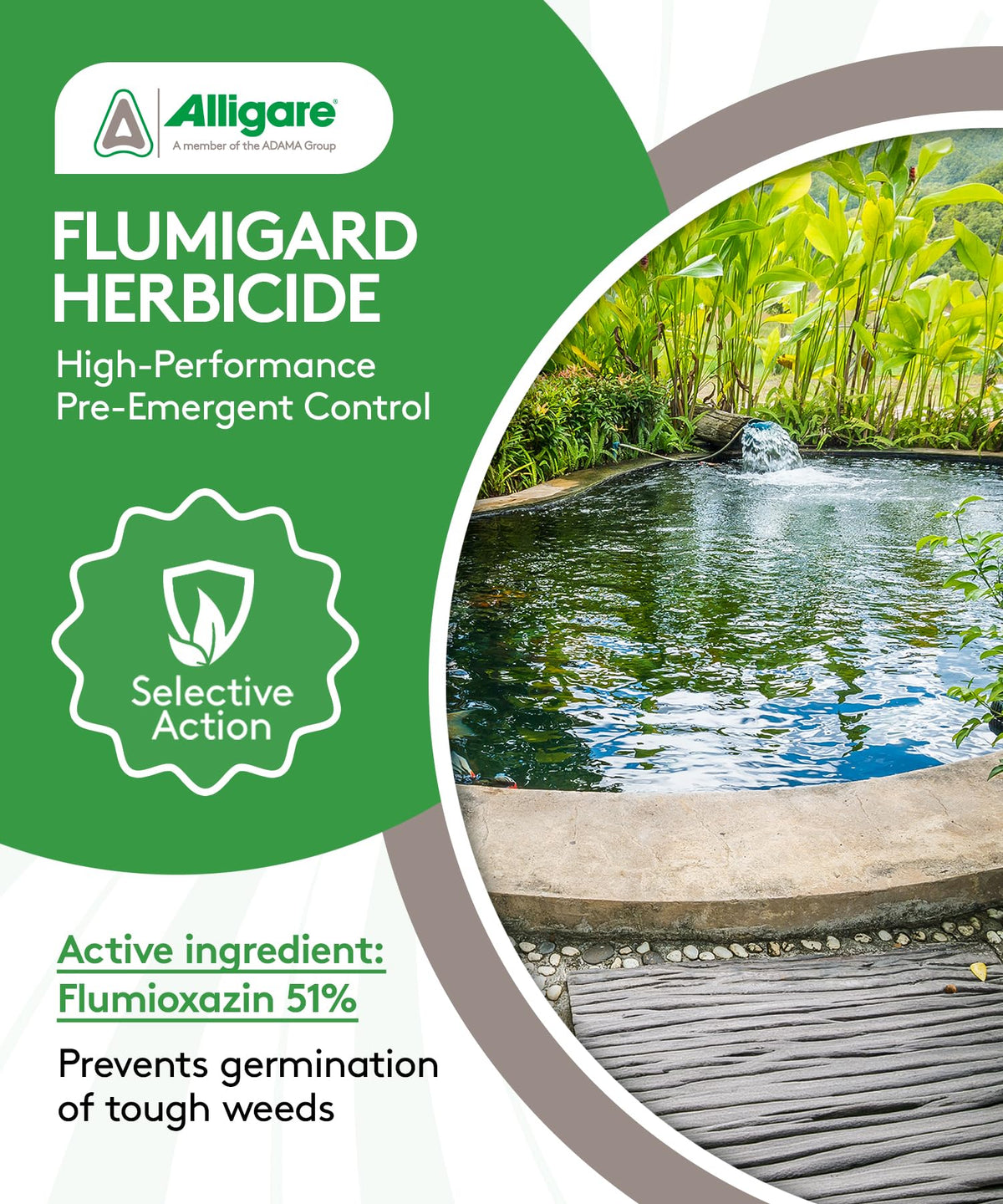 ALLIGARE Flumigard pond-application demonstrates quick algae suppression.