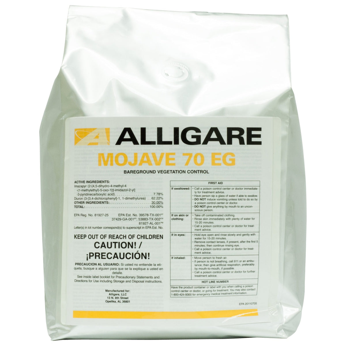 ALLIGARE Mojave 70 EG granule herbicide bottle pour for bare-ground weed control in non-cropland
