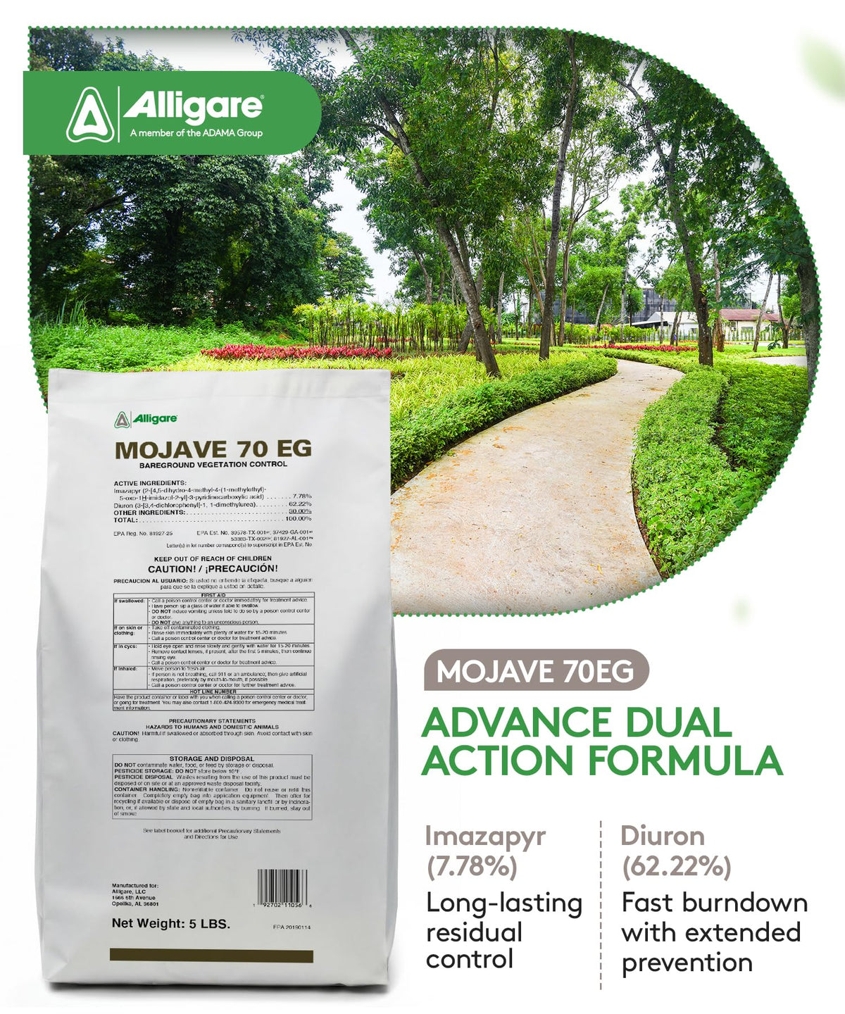 ALLIGARE Mojave 70EG granules on soil ready for weed control