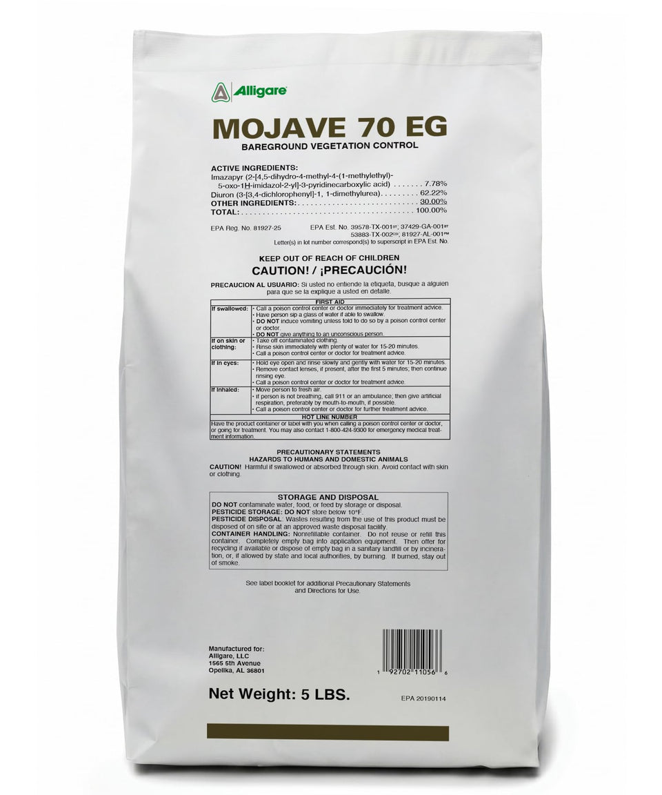 ALLIGARE Mojave 70EG packaging ready for bareground weed control