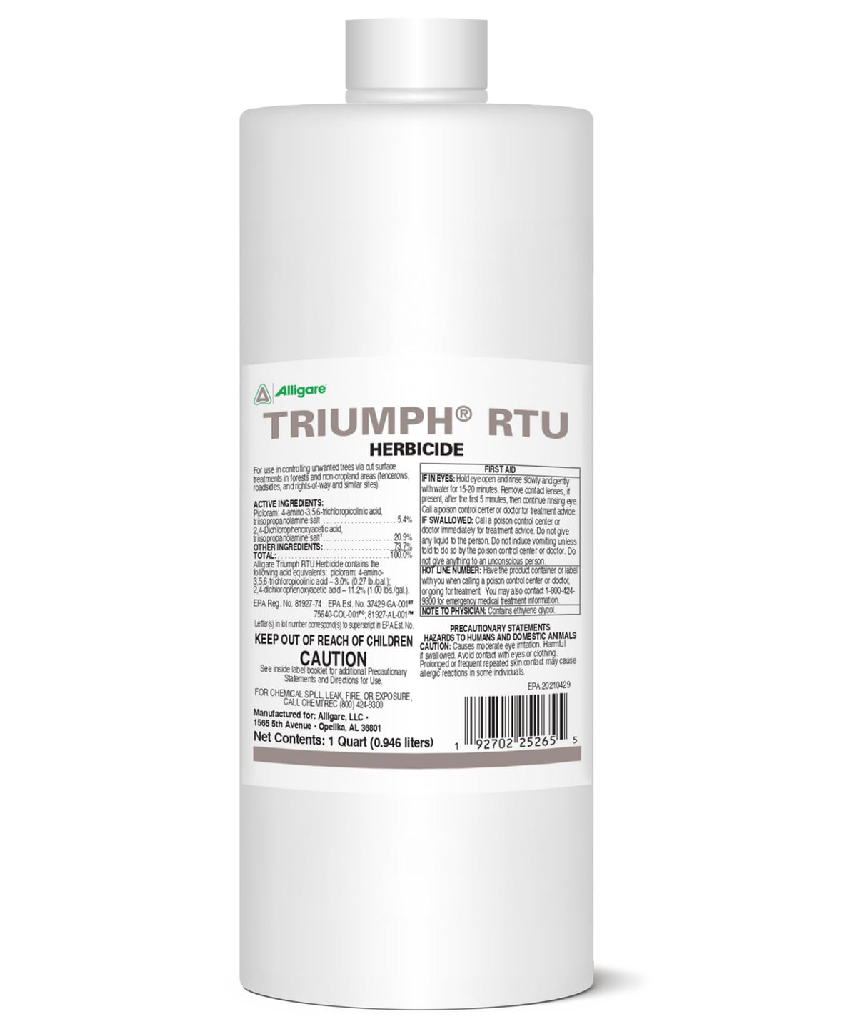 ALLIGARE Triumph RTU bottle showing ready-to-use formula for easy application.