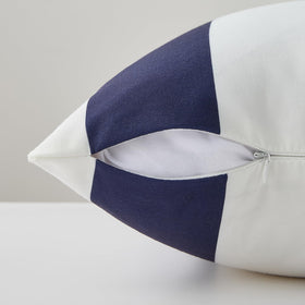 Allorry navy striped fabric close-up showing durable, fade-resistant material.